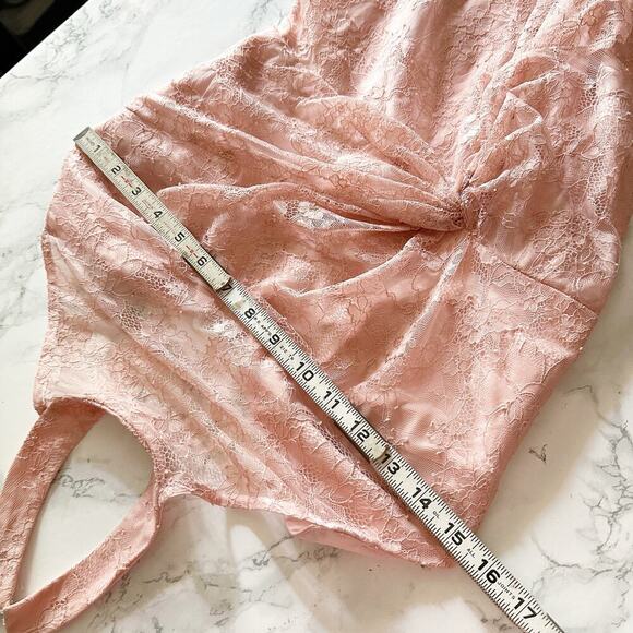 NBD X Revolve Nicole Peach Lace Halter Gown Maxi Dress Women's Size Small - Picture 13 of 14